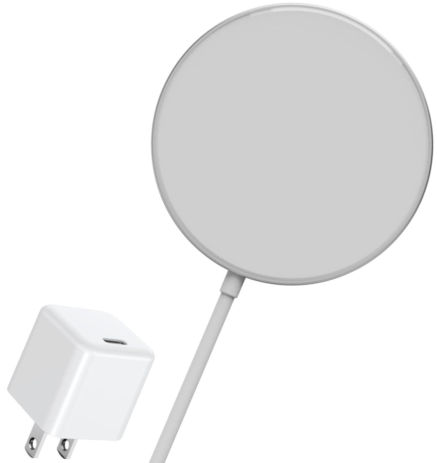 15W Magnetic Wireless Charger with USB-C 20W PD Adapter - Fast Charging for iPhone 15/14/13/12 & MagSafe Compatible