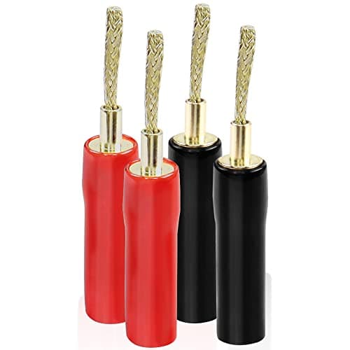MEIRIYFA Flex Pin Banana Plugs Connector, Braided 2MM Banana Plug Wiring Plug Pin Gold-Plated Audio for Amplifier Speaker Wires Sound Systems?4 PCS?