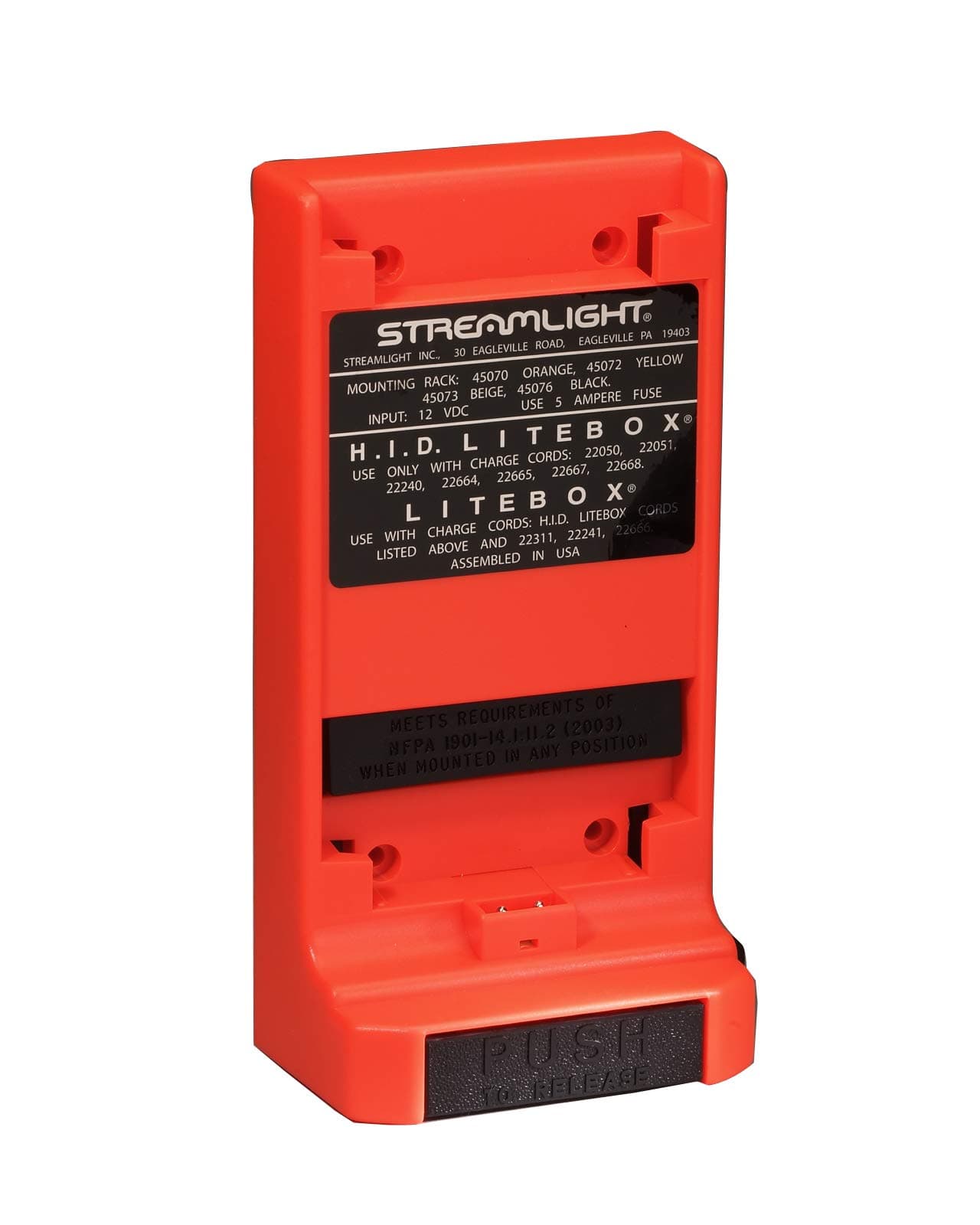 Streamlight 45070 Mounting Rack - Orange for LiteBox, FireBox & HID LiteBox - Durable & Reliable Storage Solution