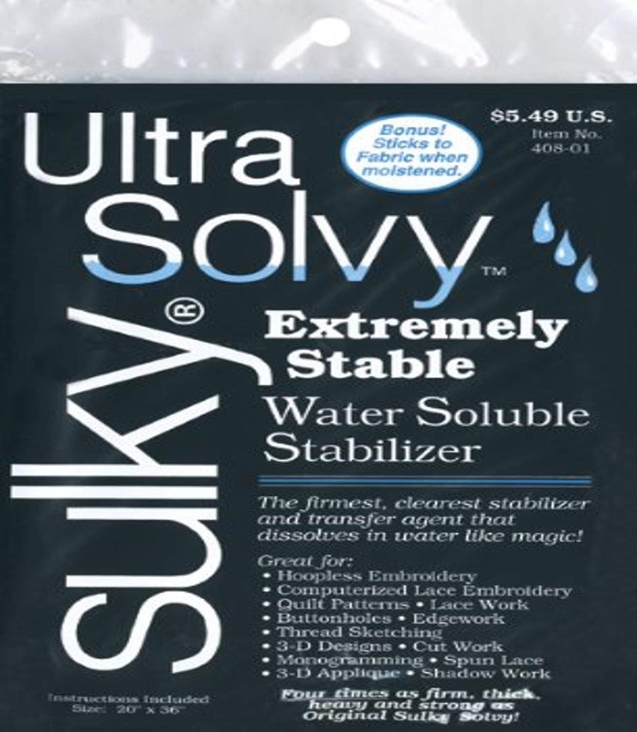 "Buy Sulky Ultra Solvy 1yd x 19.5" White - Perfect for Embroidery & Sewing Projects"