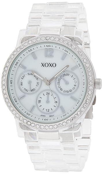 XOXO Women's XO5529 Clear Rhinestone Bracelet Watch with Silver Case