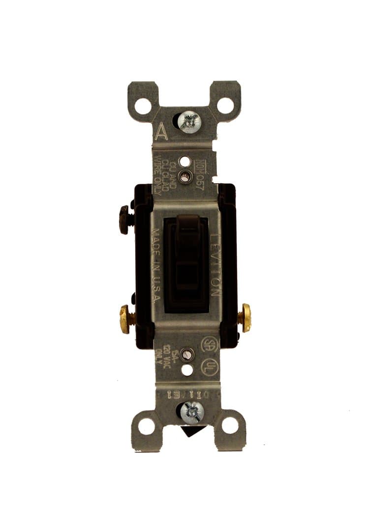 Leviton 1453-CP 15 Amp 3-Way Toggle Switch - Quiet, Quickwire, Brown - Residential Grade AC Switch