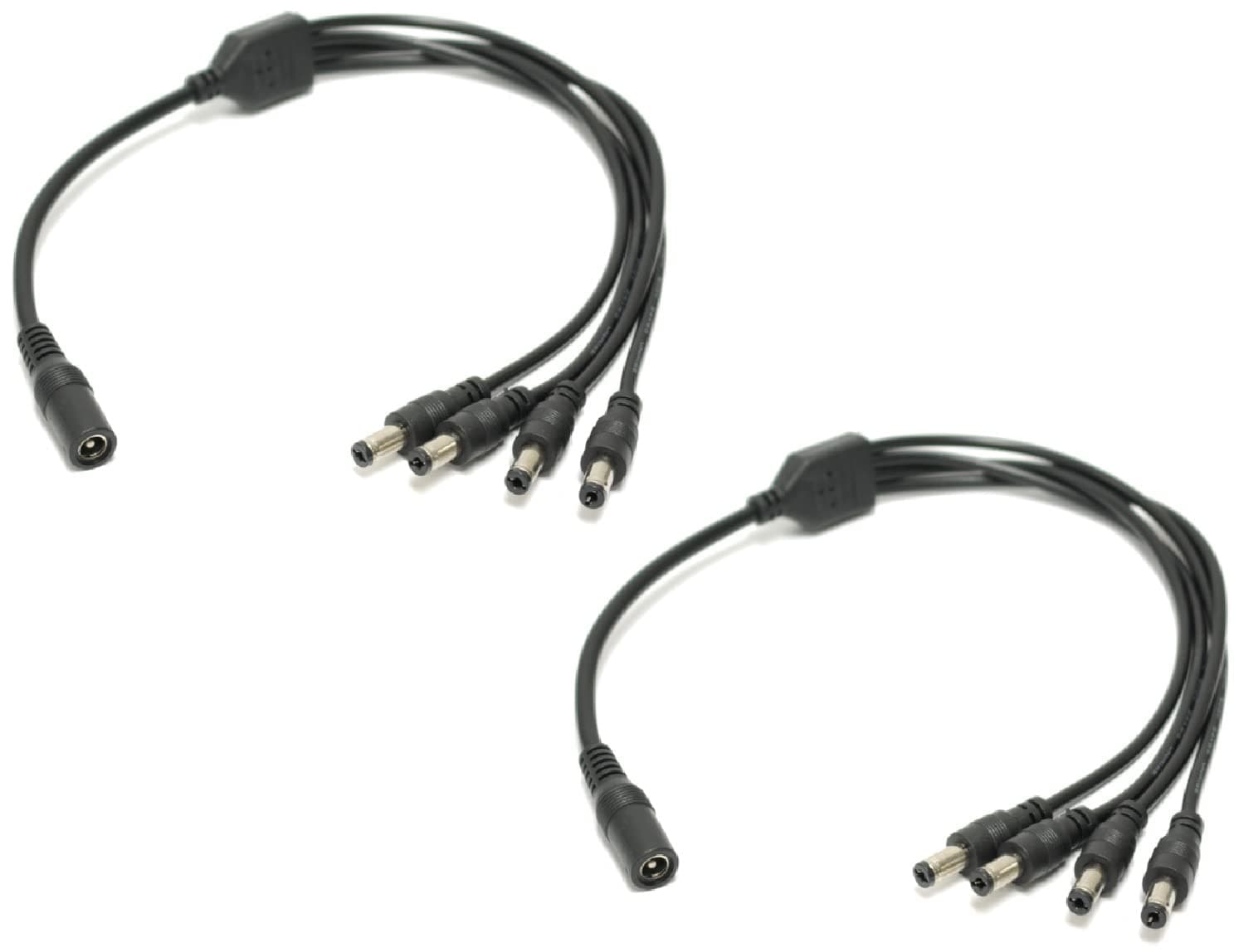 SOLTECH 4-Way DC Power Splitter for Security Cameras - 2-Pack 5.5x2.1mm Y Adapter for 12V CCTV Systems