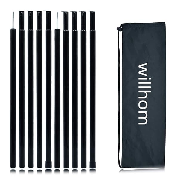Adjustable Tent Poles: Lightweight Steel Rods for Camping Tarps & Canopies - Perfect for Backpacking & Outdoor Adventures