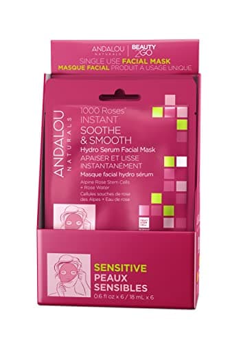 Revitalize Your Skin: Andalou Naturals 1000 Roses Hydro Serum Facial Sheet Mask for Sensitive Skin (Pack of 6)