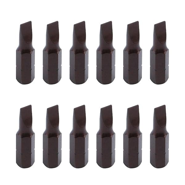 Antrader 1 Inch Long 1/4 Inch Hex Shank 5mm Magnetic Slotted Tip Screwdriver Bits Set of 12