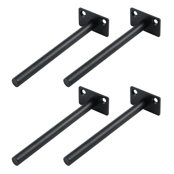 Antrader 4PCS Black Floating Shelf Brackets Heavy Duty Wall Support with Screws and Expansion Screws Steel 5.9 Inch Rod Length