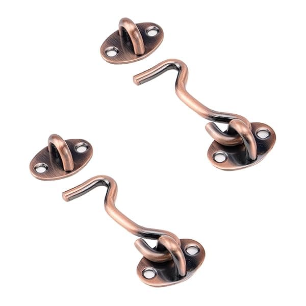 Antrader Barn Door Lock Gate Latch,3-Inch Privacy Hook and Eye Latch for Sliding Barn Door with Screws,Red Bronze Tone,2 Pack