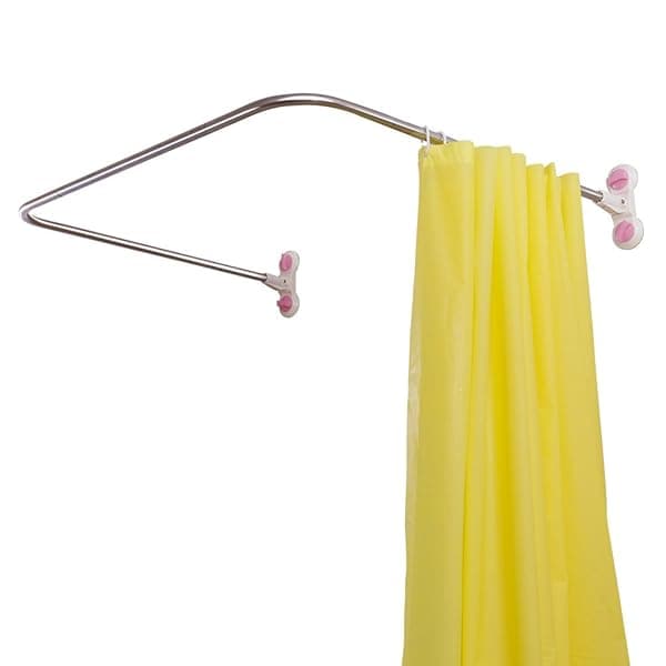 BAOYOUNI U-Shaped Corner Shower Curtain Rod - Decorative Curved Bath Rail with Suction Cup, 38.5'' x 40''