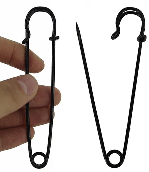 BESTCYC 10pcs Extra Large Black Safety Pins - Heavy Duty Stainless Steel for Blankets, Skirts, Crafts (10.1cm x 22mm)