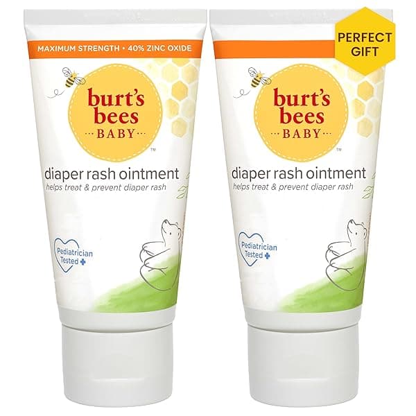 Burt's Bees Baby Diaper Rash Ointment - Maximum Strength 40% Zinc Oxide, Natural & Pediatrician Tested, 2-Pack (3 oz Each)