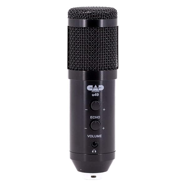 CAD Audio U49 USB Studio Microphone: Large Format, Headphone Monitor & Echo - Black