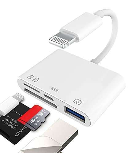 Lightning to USB 3.0 OTG Adapter for iPhone & iPad - Micro SD TF Card Reader for Fast Data Transfer
