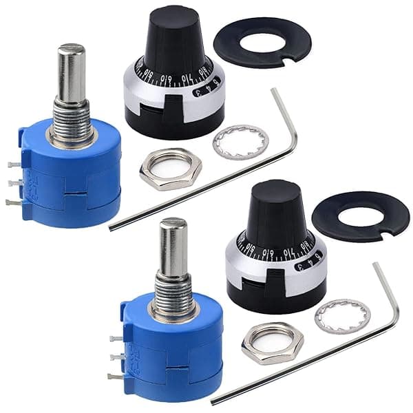 CenryKay 2PCS 3590S 5kohm 10 Turn Rotary Wire Wound Precision Potentiometer with Adjustable Resistor Counting Dial Knob