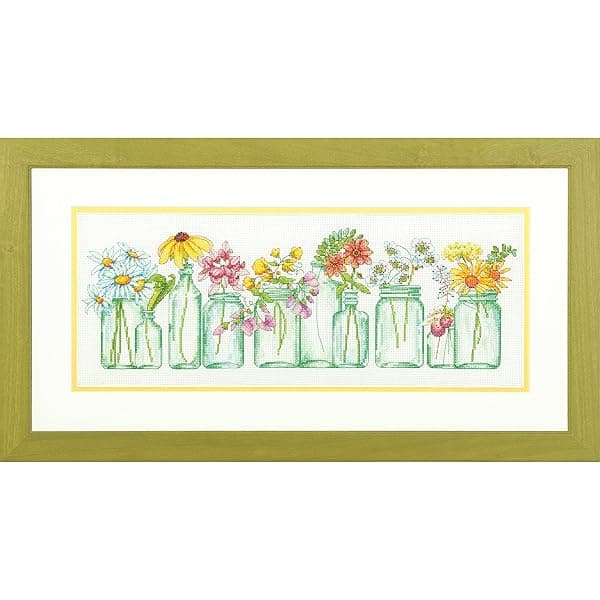 Dimensions Mason Jar Counted Cross Stitch Kit - 14 Count White Aida, 18'' x 7'' | Perfect Craft Project!