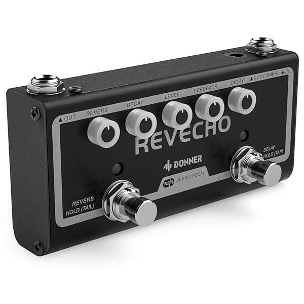 Donner Reverb Delay Pedal: 2-in-1 Effects for Electric Guitar with Tap Tempo & Dual Modes