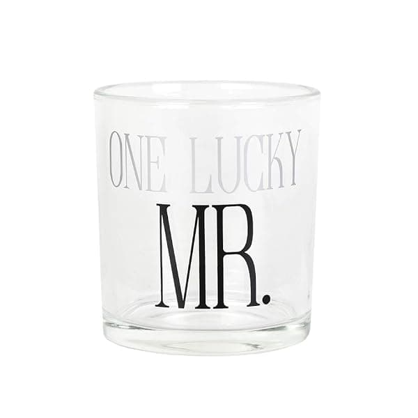 Enesco Our Name is Mud One Lucky Mr. Rocks Glass - 12oz Clear Drinkware for Unique Gifts