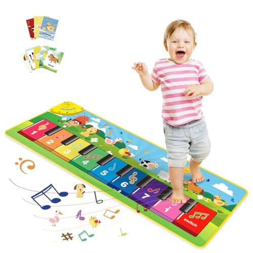 FOKI Floor Piano Mat for Toddlers Educational Dancing Keyboard Playmat with Animal Sounds for Kids Birthday Gifts Ages 1 to 5