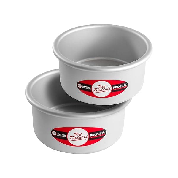 Fat Daddio's Anodized Aluminum Round Cake Pans 2 Piece Set 6 x 3 Inch for Perfect Baking Results