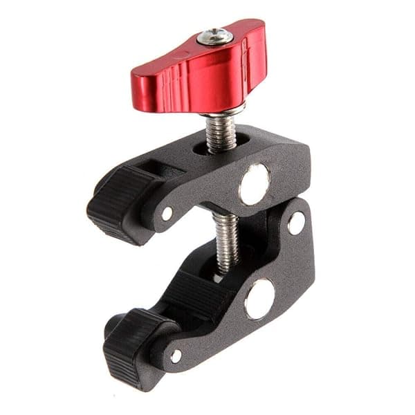FocusFoto Articulated Magic Arm Crab Claw Super Clamp Clip Holder for Studio Flash Light DSLR Camera Tripod Monopod Video LED Light Black Red