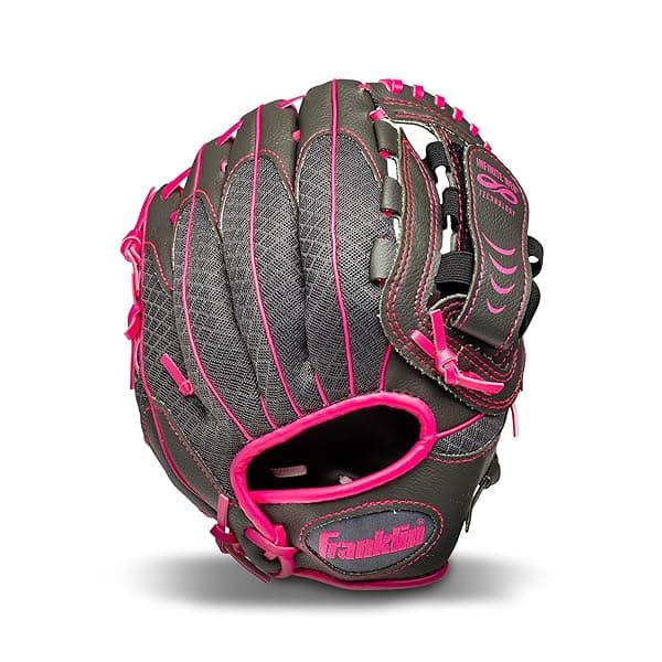 "Franklin Sports Kids Baseball Glove - 10.5" Pink Softball & Tball Glove for Boys & Girls - Right Hand Throw with Shok Sorb Technology"