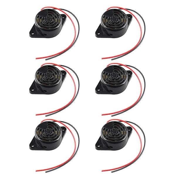 Futheda 6PCS SFM-27 DC 3-24V Industrial Electronic Buzzer Alarm Sounder Continuous Beep Black