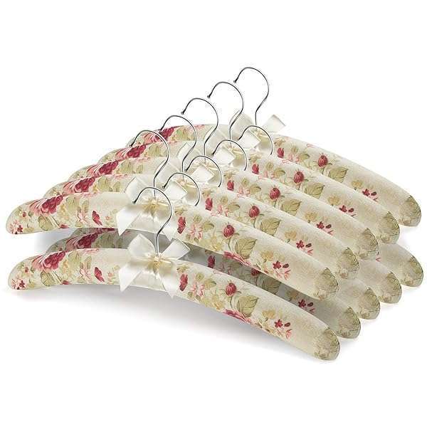 "GLCON 16" Satin Padded Hangers for Women - No Bump Floral Bridal & Sweater Hangers (Pack of 10) - Perfect for Wedding Dresses & Coats"