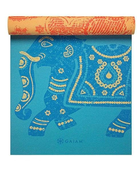 Premium Gaiam Yoga Mat: Extra Thick, Non-Slip, Reversible for Yoga, Pilates & Workouts - Elephant Design, 6mm