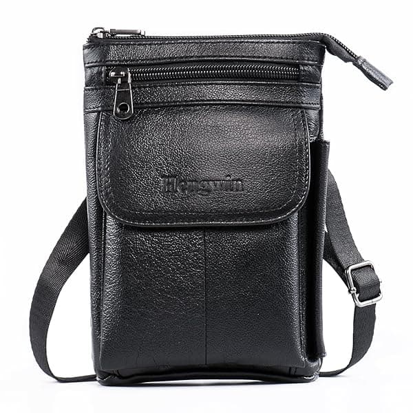 Hengwin Genuine Leather Crossbody Purse: Travel Wallet & Cell Phone Holster for Men & Women