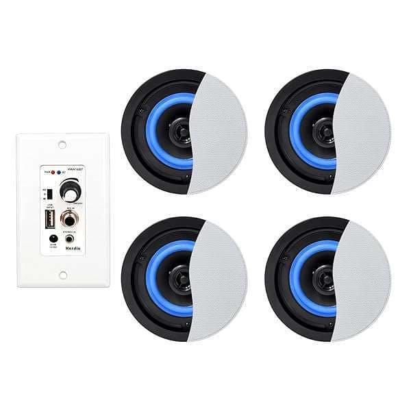 Upgrade Your Home Theater: Herdio 4-Inch Bluetooth Ceiling Speakers with 4-Channel Amplifier - Perfect for Living Room & Office