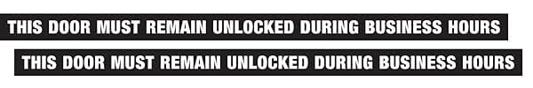 "Buy Hillman 840205 Vinyl 'This Door Must Remain Unlocked' Sign 1.5" x 28" - 2-Pack for Business Safety"