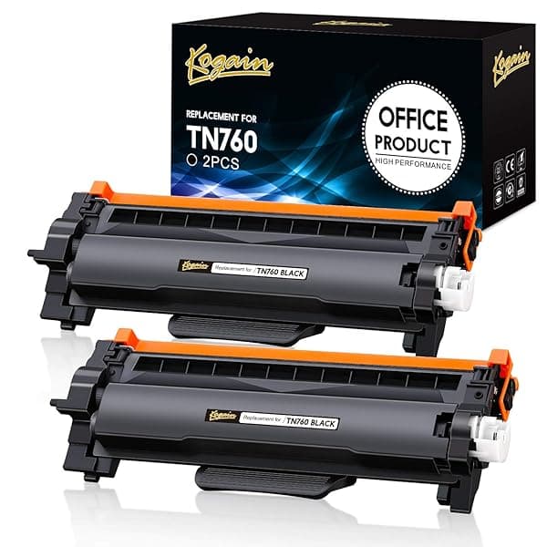 Kogain High Yield Toner Cartridge for Brother TN760/TN730 - Compatible 2 Pack for HL-L2350DW, MFC-L2710DW & More