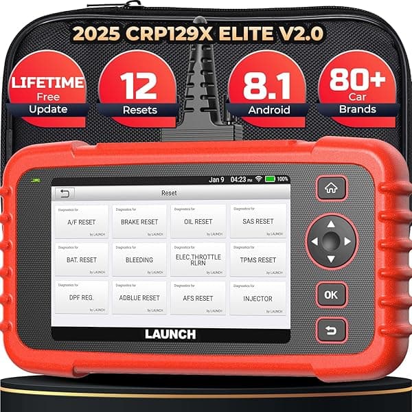 LAUNCH LAUNCH OBD2 Scanner 2025 CRP129X Elite V2.0 12 Resets Scan Tool Android 8.1 AutoVIN 4 System Diagnostic Lifetime Update 5 Years Backup
