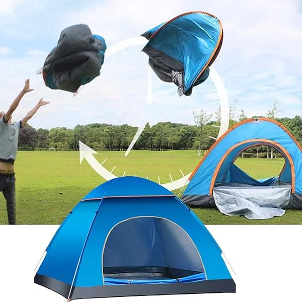 LHLHO 2 Person Instant Pop Up Camping Tent Lightweight Waterproof Easy Set Up Family Travel Tent Portable Backpacking Sun Shelter Blue