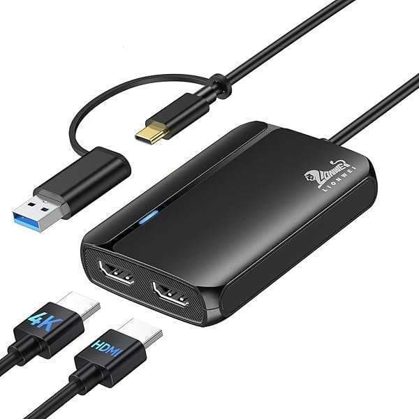 Dual HDMI Adapter for MacBook Pro/Air - 4K & 1080p USB 3.0 & USB-C Splitter for Windows, Lenovo, XPS & More