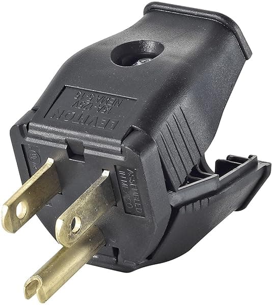 Leviton 3W101-E 2-Pole Grounding Plug - Durable 3 Wire Black Connector for Safe Electrical Use