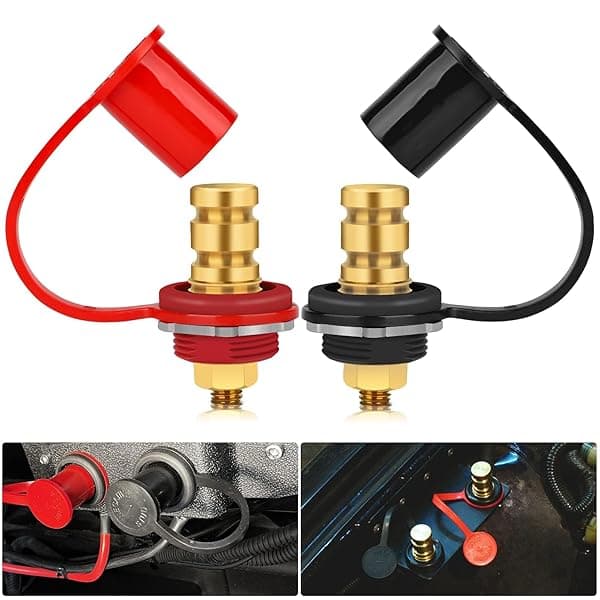 Linkstyle 2PCS Battery Charger Post, 250A Remote Battery Terminals Connectors, 3 8" Stud Jump Post, for Marine Boat UTV ATV Car RV Truck