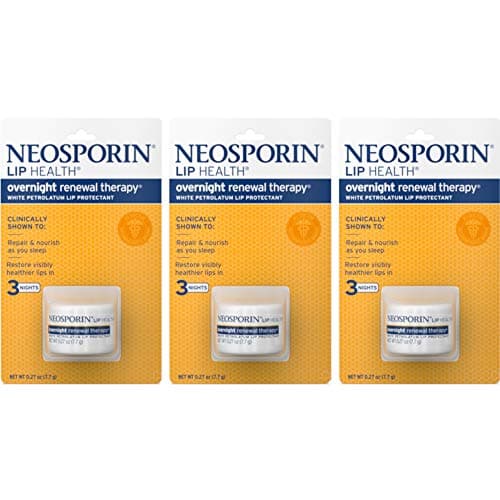 Neosporin Lip Health Overnight Renewal Therapy 0.27 oz - Pack of 3 for Soft, Healthy Lips