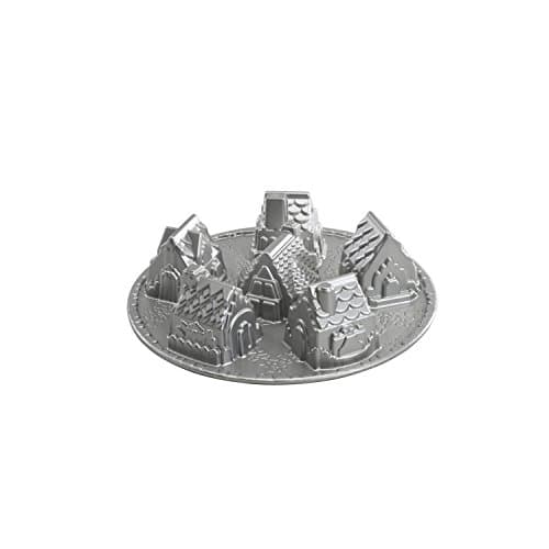 Nordic Ware Cozy Village Gingerbread House Mold - 6 Cup Silver Bakeware for Festive Treats