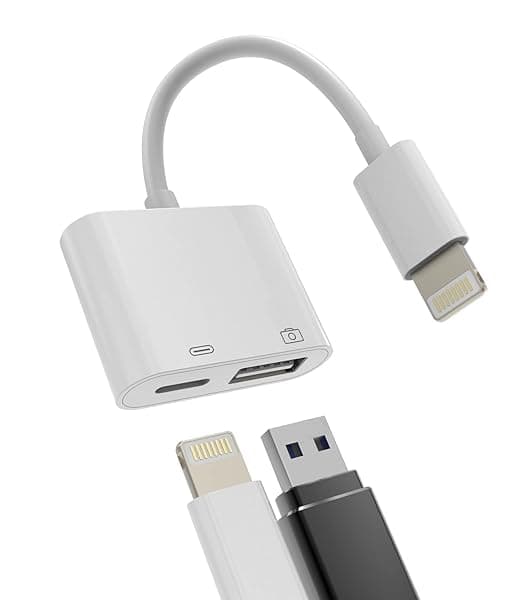 OTG Adapter Lightning Male to USB Female for iPhone 13/12/11 & iPad - Charger Cable & Memory Stick Connector