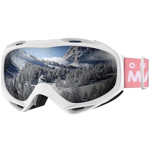 OutdoorMaster OTG Ski Goggles - UV Protection Over Glasses for Men, Women & Youth - White Frame, Grey Lens (VLT 11.5%)