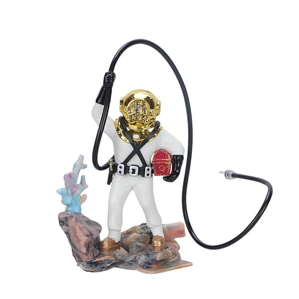 POPETPOP Aquarium Decorations Diver with Hose Live Action Aerating Treasure Ornament for Fish Tank Decor