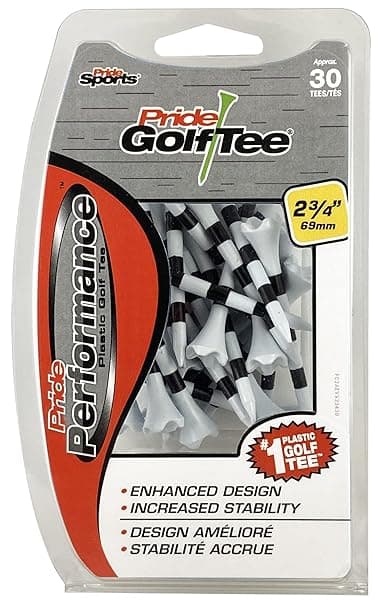 "PRIDE GOLF TEE 30 Count White Golf Spikes - 2.75" Durable Golf Tees for Optimal Performance"