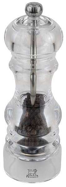 Peugeot Nancy 7-Inch Transparent Acrylic Pepper Mill - Adjustable Manual Grinder