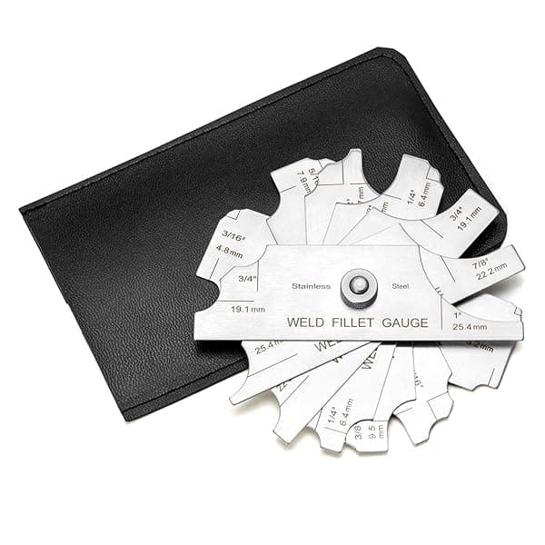QWORK 7Pcs Fillet Welding Gauge Set 304 Stainless Steel Cam Type for Welding Inspection Testing 1/8 to 1 Inch Ulnar Metric and Inch