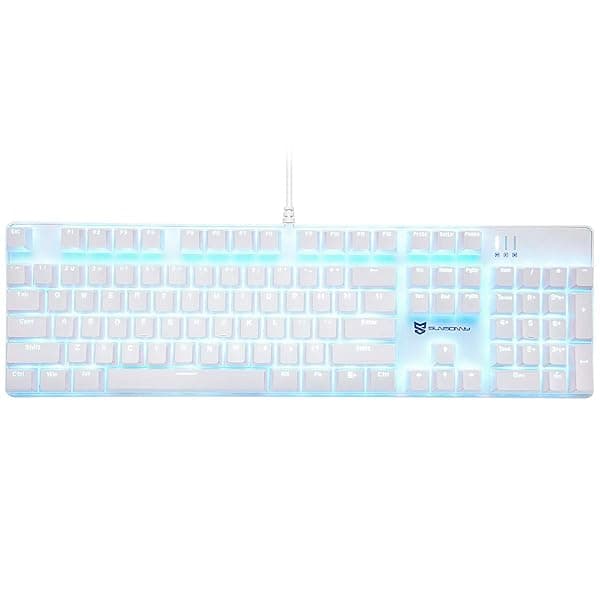 Qisan 104 Mechanical Gaming Keyboard USB White Backlit Hot Swappable Brown Switches Compatible with PC and Laptop