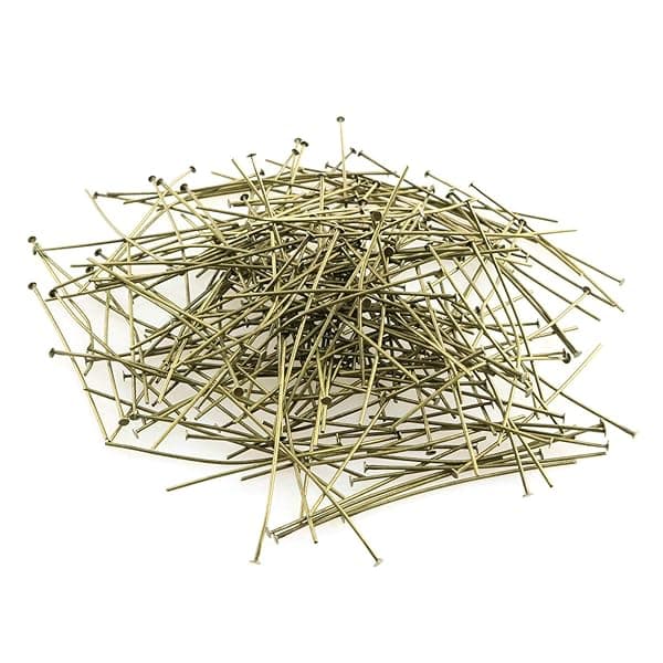 RLECS 220pcs 50mm Flat Head Pins for DIY Jewelry Making Bronze Iron Headpins