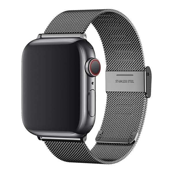 Premium Stainless Steel Replacement Bands for Apple Watch 44mm, 42mm, 40mm, 38mm - Compatible with iWatch Series 1-6 (Black)