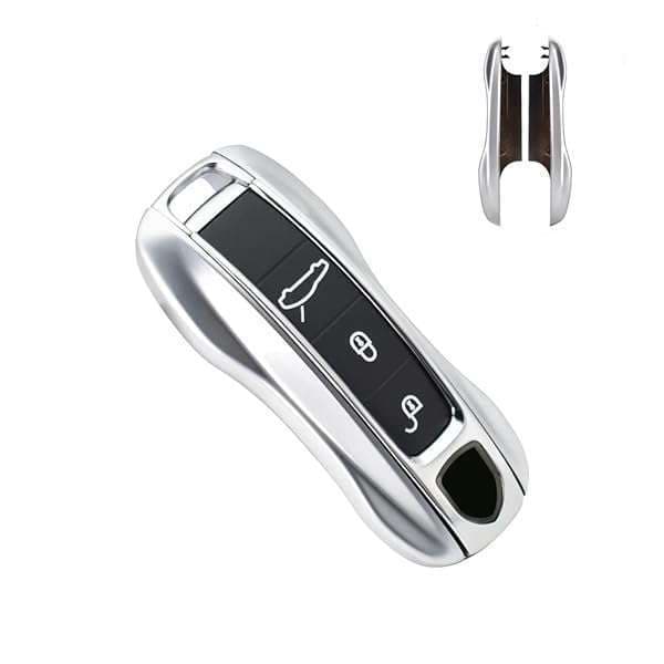 SANRILY Smart Key Fob Cover for Porsche Cayenne, 911, Taycan & Panamera 2020 - Durable ABS Plastic Key Protector in Silver