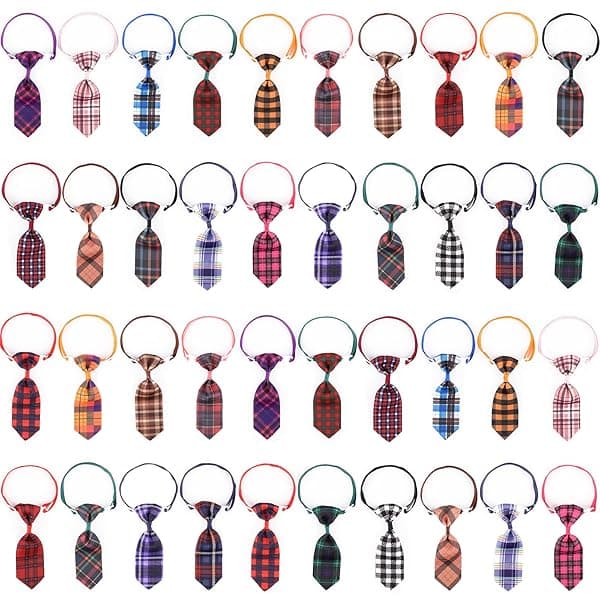 Segarty Small Dog Ties, 40 PCS Assorted Pattern Adjustable Pet Bow Ties for Small Dogs Bows Cats Grooming Bowties Puppy Neckties Festival Party